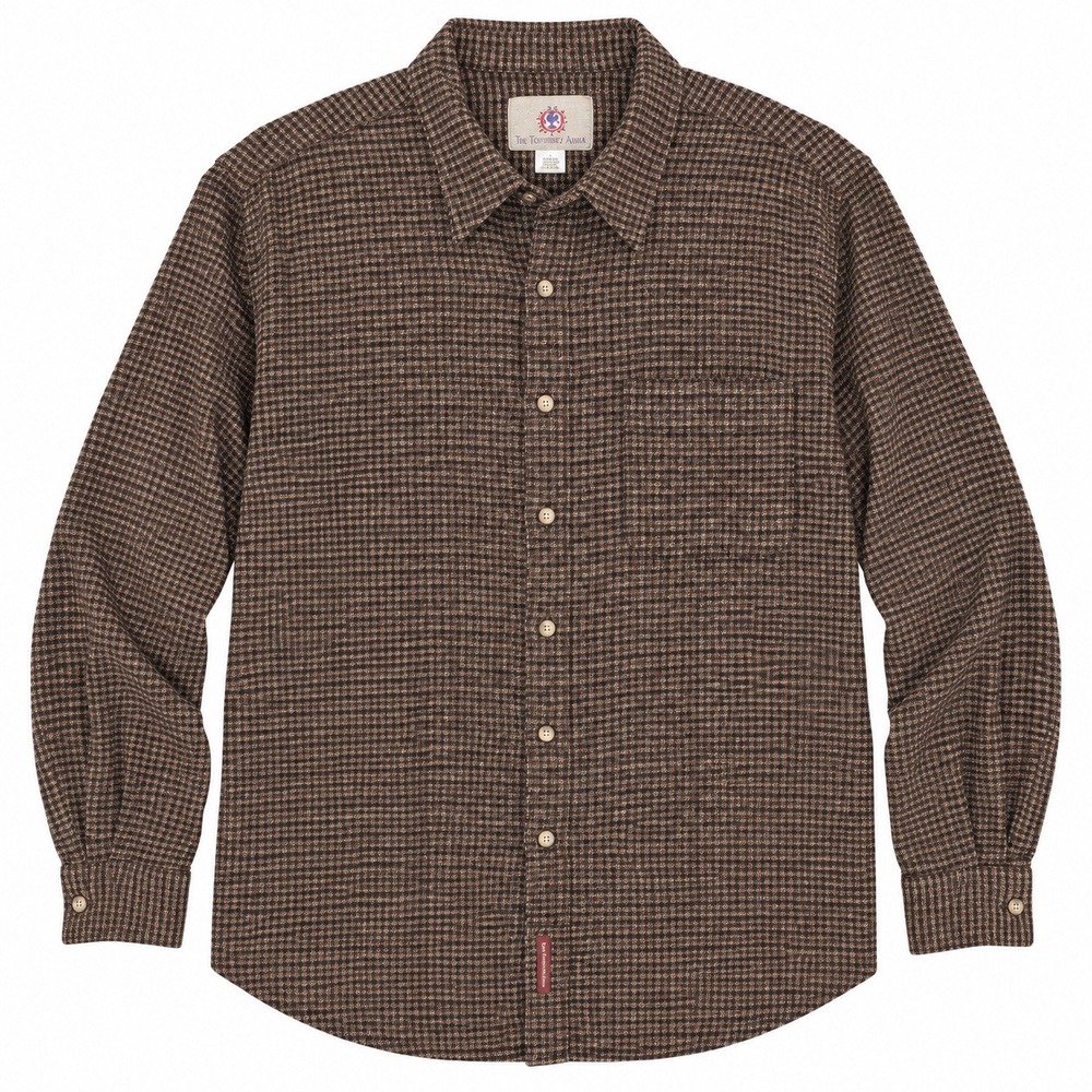 VTG 90s Territory Ahead Check Button Front Shirt Mens XL Brown Silk Wool Rustic